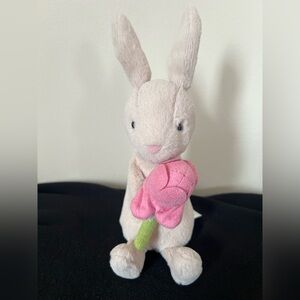 Jellycat Cream Bonnie Bunny with Peony 9 in Retired Stuffed Animal Plush Spring